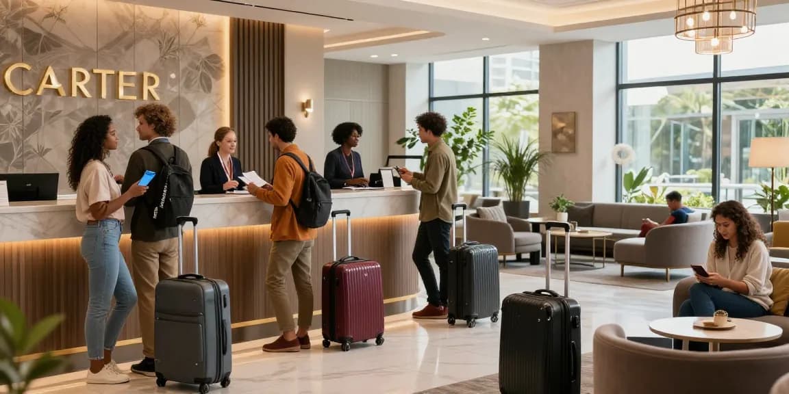 rokok88 Carter Hotel travelers enjoying modern amenities and booking ease