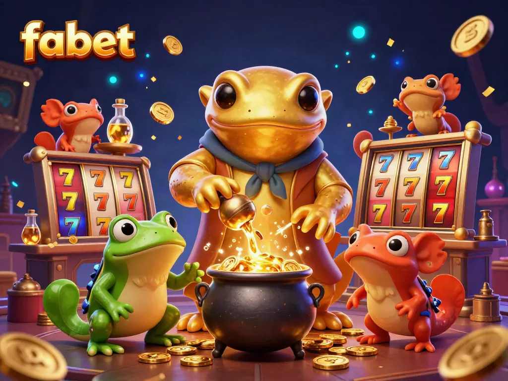 Celebrate wins at fabet with rich 3D imagery of alchemy and vibrant casino elements.