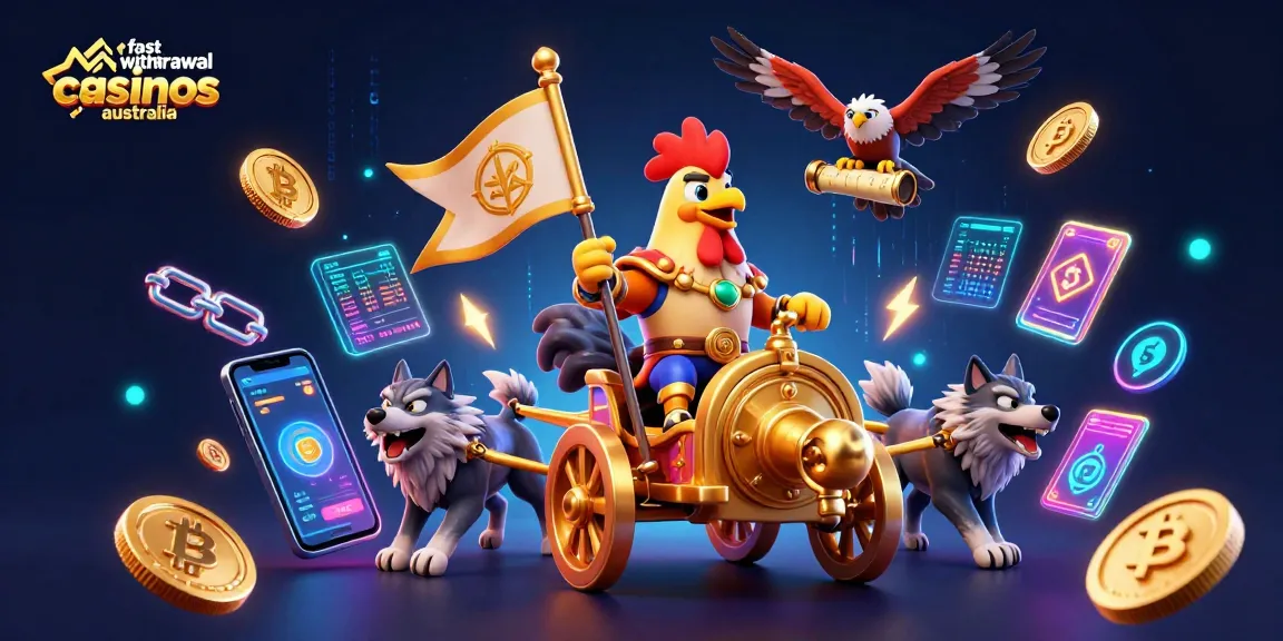 Experience the excitement of fast withdrawal casinos Australia in this vibrant casino-inspired illustration.